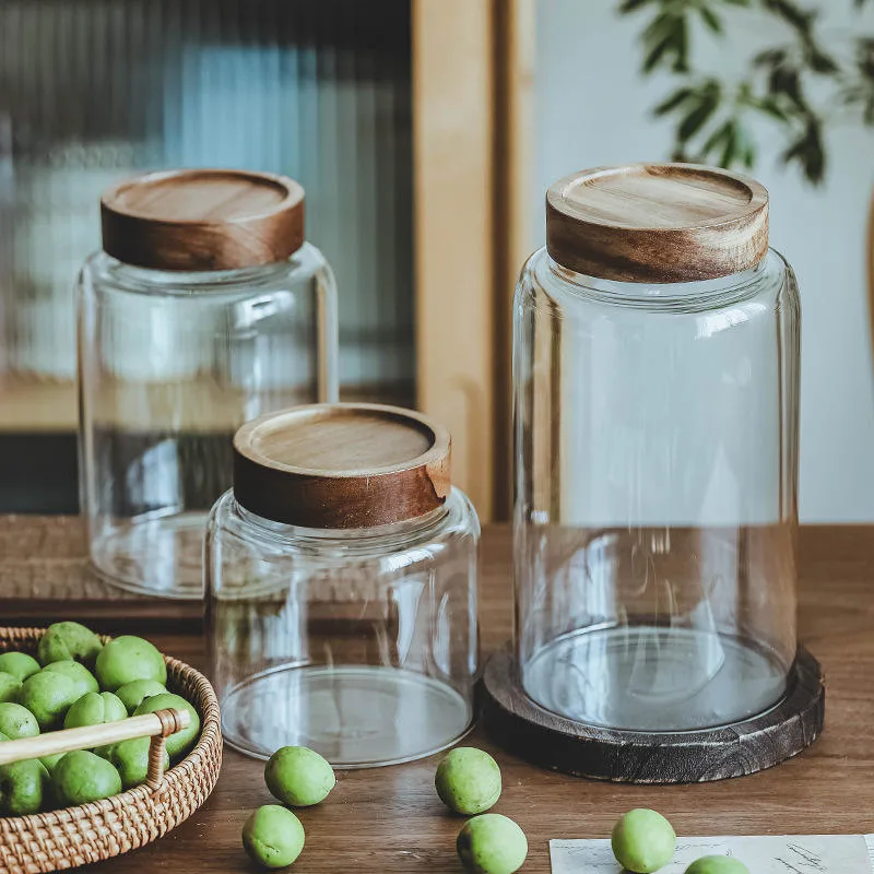 Clear Glass Kitchen Canister for Pantry Food Storage Glass Jars