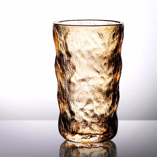 무료 샘플 스타일 빙하 패턴 위스키 유리 크리 에이 티브 두꺼운 바닥 바 와인 잔 컵 350ml