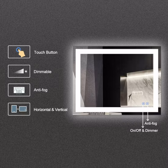 홈 환대 호텔 CE/UL/cUL 인증서 목욕 용품을 위한 다양한 모양 디자인 백라이트 조명 욕실 벽걸이형 조명 LED 거울